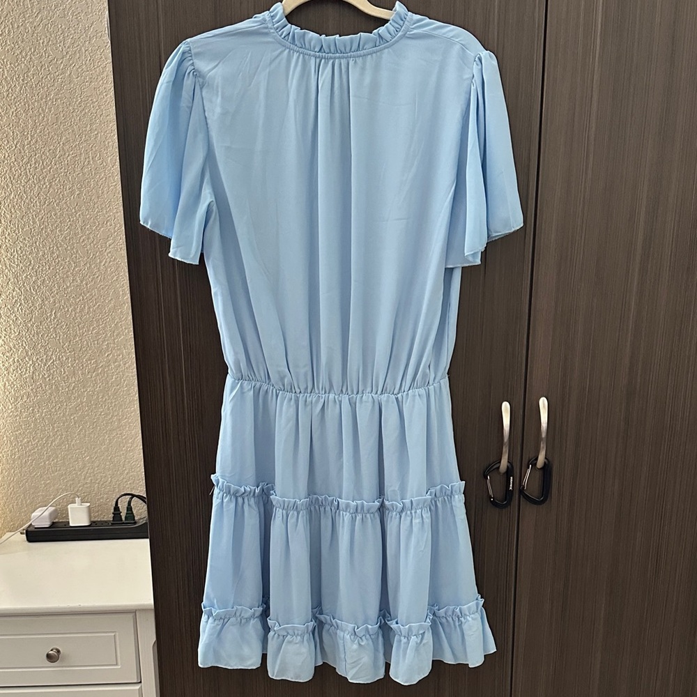 Sky Blue Ruffled Mini Dress - Picture 2 of 2